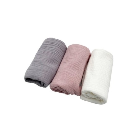 Musliinlapid 65x65 cm, 3 tk, hall/roosa/valge