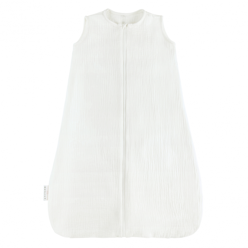 Õhuke beebi TOG 0,5 magamiskott, musliin, valge
