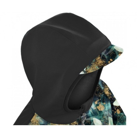 Laste softshell mantel fliisvoodriga, black/leaves