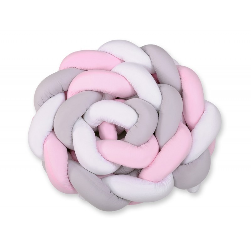 Punutud voodipehmendus XXL 360 cm, roosa/valge/hall