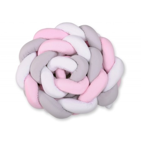 Punutud voodipehmendus XXL 360 cm, roosa/valge/hall