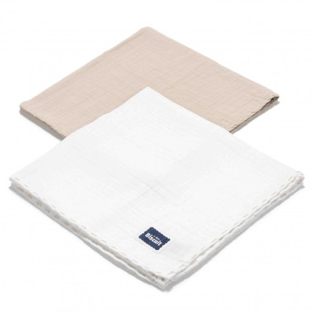 Biscuit collection, 2 pakk 50x50 cm puuvillaseid lappe, sand/valge