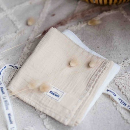 Biscuit collection, 2 pakk 50x50 cm puuvillaseid lappe, sand/valge