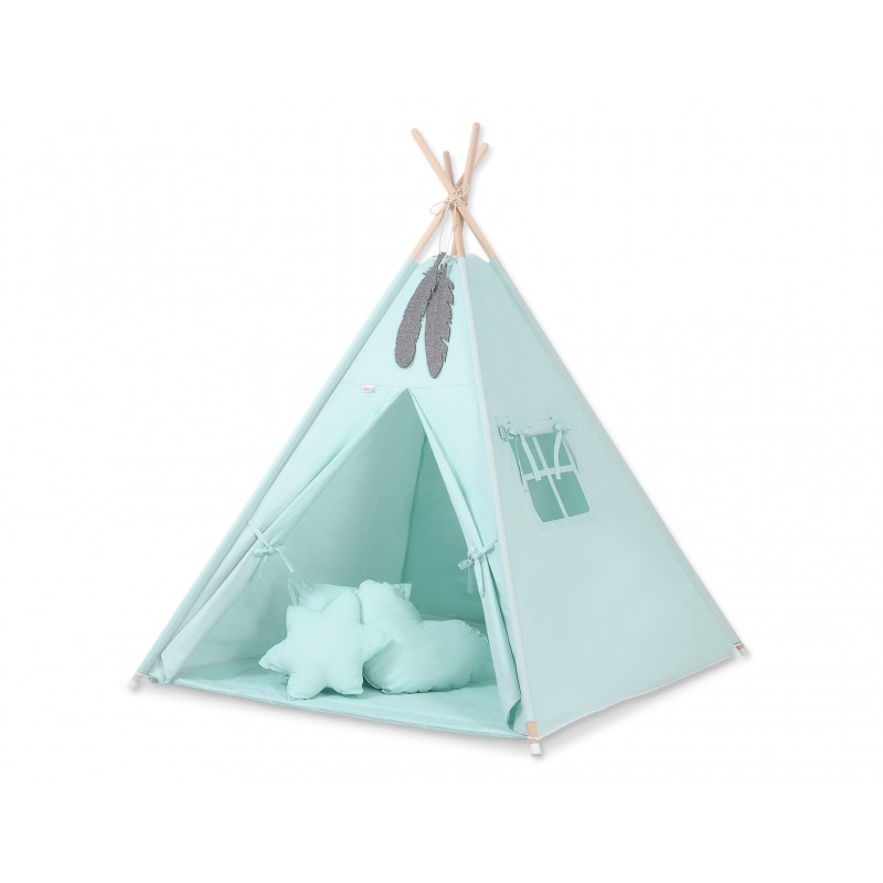 Tipi telk aluse ja patjadega + suled, mint
