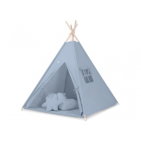 Tipi telk aluse ja patjadega + suled, pastell sinine