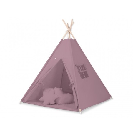 Tipi telk aluse ja patjadega + suled, pastell violett