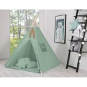 Tipi telk aluse ja patjadega + suled, pastell roheline