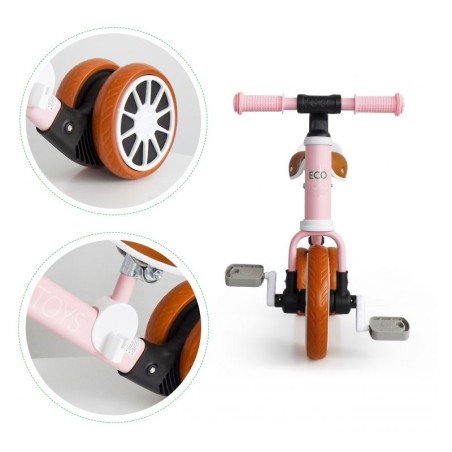 Jooksuratas 2in1 pedaalidega roosa