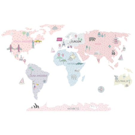 Seinakleebis Maakaart S eesti keeles, roosa