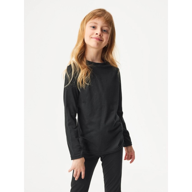 Laste meriino pikkade varrukatega pluus, must