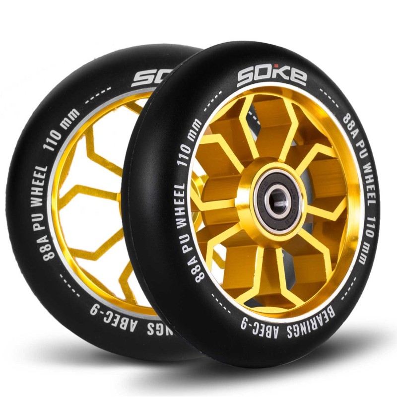 Tõukeratta rattad 110 mm kuldsed, 2 tk