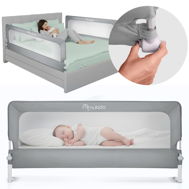 Voodi turvasiin turvavärava lukuga 180 cm Nukido NK-228 hall