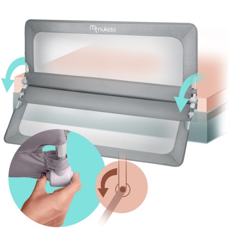 Voodi turvasiin turvavärava lukuga 200 cm Nukido NK-228 hall