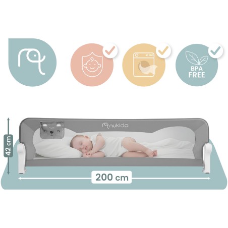 Voodi turvasiin väravalukuga, 200 cm, Nukido hall