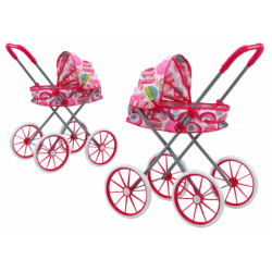 Nukukäru suurte ratastega kokkupandav roosad...