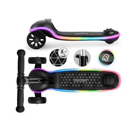 Ricokids Leddi kolmerattaline LED tasakaaluliikur tõukeratas lastele - must