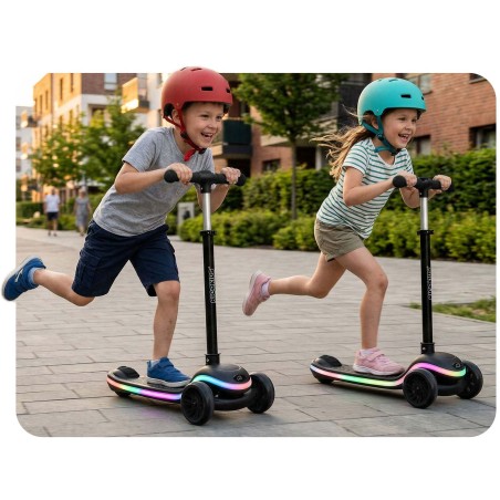 Ricokids Leddi kolmerattaline LED tasakaaluliikur tõukeratas lastele - must