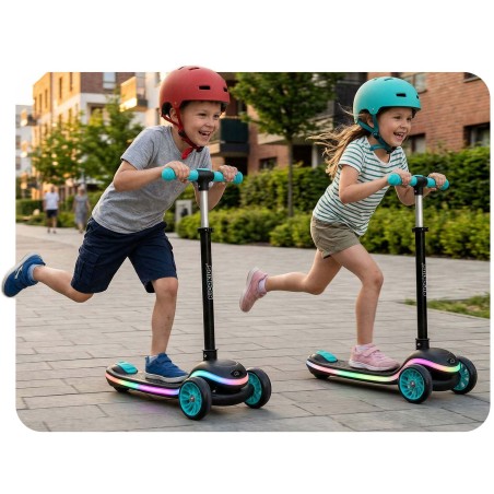 Ricokids Leddi kolmerattaline LED tasakaaluliikur tõukeratas lastele - must ja türkiissinine