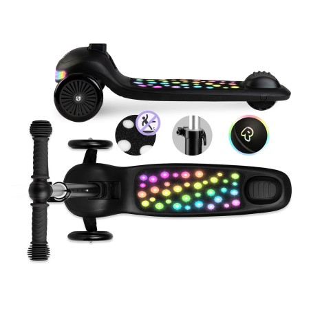 Ricokids Glowi kolmerattaline LED tasakaaluliikur tõukeratas lastele - must