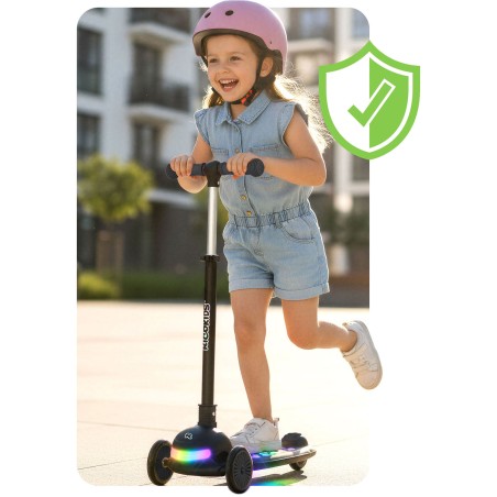 Ricokids Glowi kolmerattaline LED tasakaaluliikur tõukeratas lastele - must