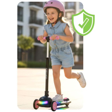 Ricokids Glowi kolmerattaline LED tasakaaluliikur tõukeratas lastele - must ja roosa