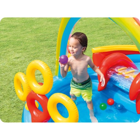 Rainbow täispuhutav mänguväljak lastebassein 297 x 193 x 135 cm INTEX 57453