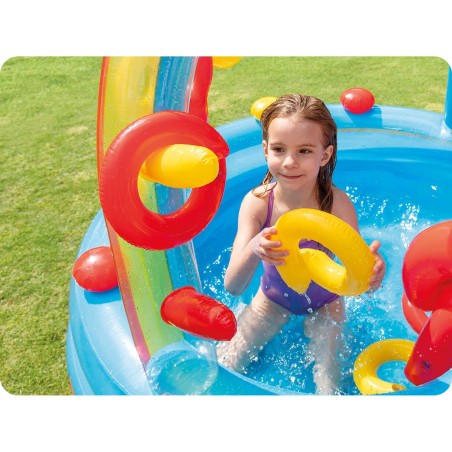 Rainbow täispuhutav mänguväljak lastebassein 297 x 193 x 135 cm INTEX 57453