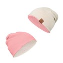 Meriino kahepoolne müts, beež/roosa