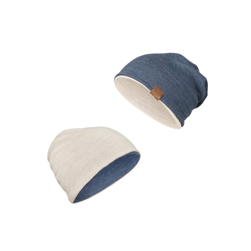 Meriino kahepoolne müts, beež/sinine