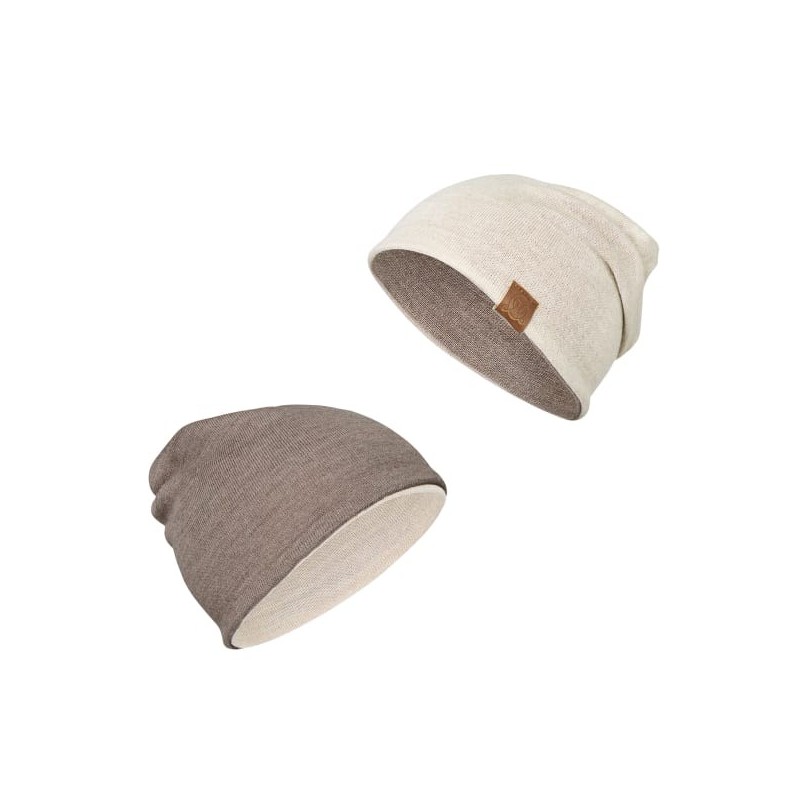 Meriino kahepoolne müts, beež/pruun