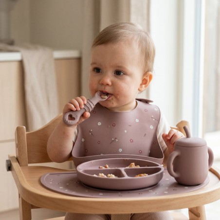 Silikoonist lusikas / kahvel, pastell roosa