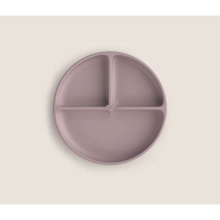 Kolme sektsiooniga laste silikoonist taldrik iminapaga, pastell roosa