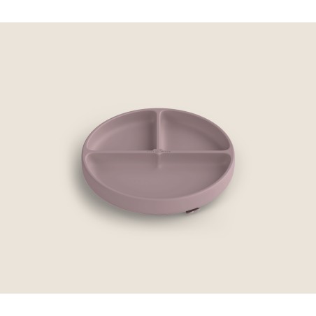 Kolme sektsiooniga laste silikoonist taldrik iminapaga, pastell roosa