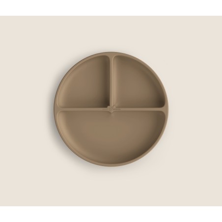 Kolme sektsiooniga laste silikoonist taldrik iminapaga, naturaalne