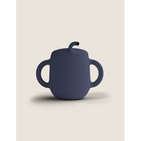 Silikoonist laste joogitass snäkitops 2in1, tumesinine