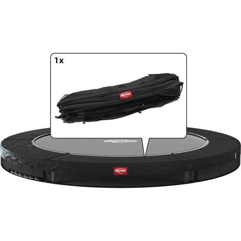 Batuudi polster Inground Favorit 380, must, valge servaga