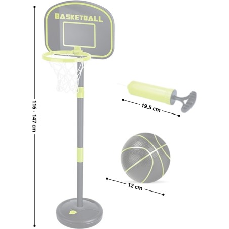 Korvpallikomplekt inSPORTline BBS580, reguleeritava kõrgusega, kaasas pall ja pump