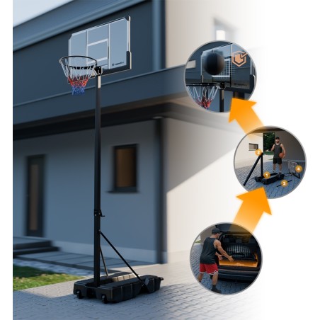 Korvpallirõngas inSPORTline Tifton, kokkupandav, reguleeritava kõrgusega 225–305 cm