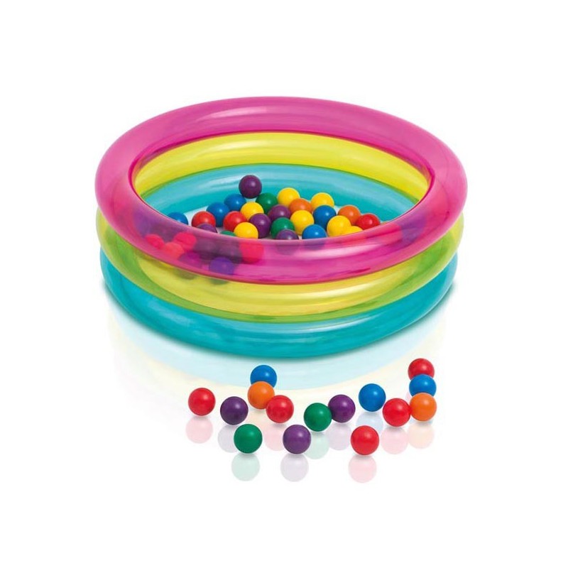 Täispuhutav mänguaed pallidega, INTEX, 86 x 25 cm, roosa/kollane/sinine