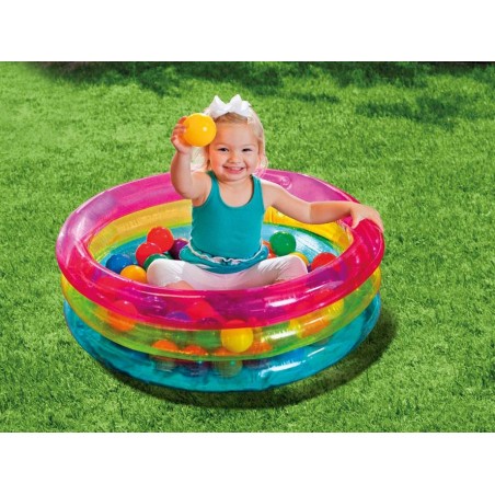 Täispuhutav mänguaed pallidega, INTEX, 86 x 25 cm, roosa/kollane/sinine