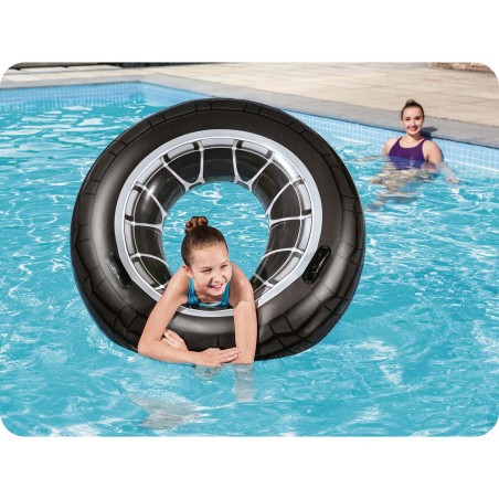Ujumisrõngas Bestway rehvimustriga, 119 cm, must