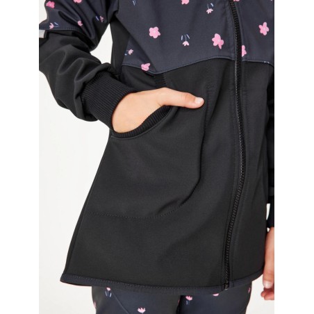 Laste softshell mantel fliisvoodriga Street, must / lilled