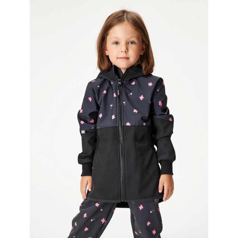 Laste softshell mantel fliisvoodriga Street, must / lilled