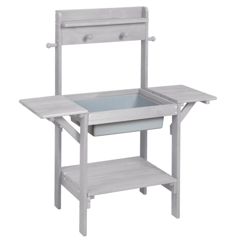 Mudaköök 'Midi' - laste aiaköök veele ja liivale, ilmastikukindel täispuit, hall