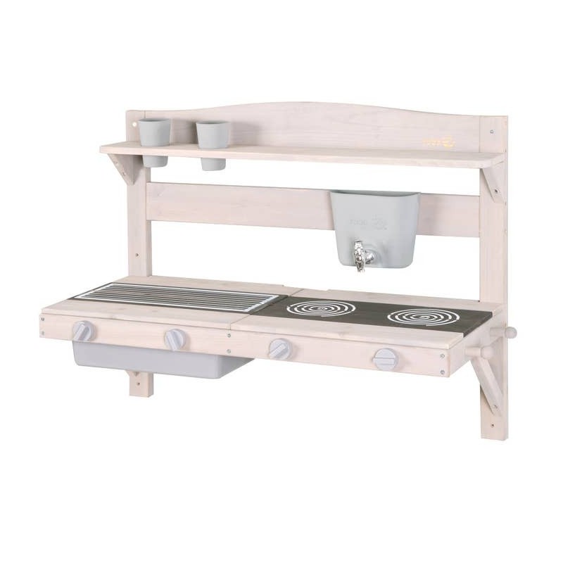 Mängu- ja mudaköök seina külge - FSC sertifitseeritud puit - hall laseriga töödeldud