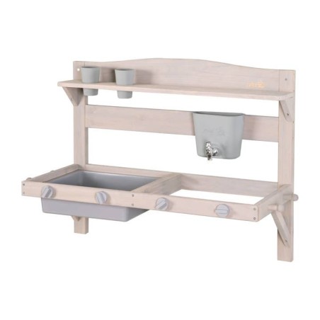 Mängu- ja mudaköök seina külge - FSC sertifitseeritud puit - hall laseriga töödeldud