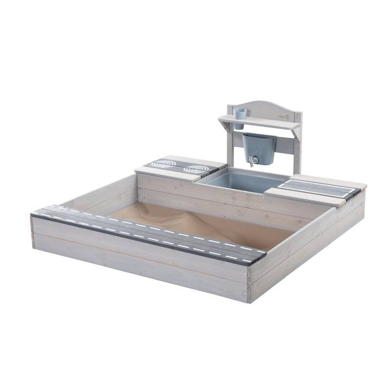 FSC-sertifitseeritud liivakast mänguköögiga - täispuit, hall