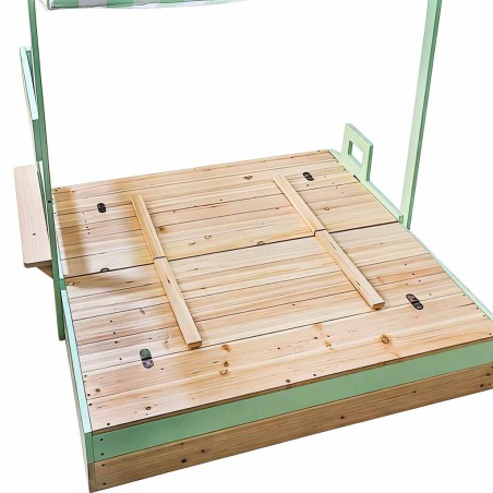 Puidust kaanega liivakast 360° pöörlev varikatus lukustatav pink 120x120cm