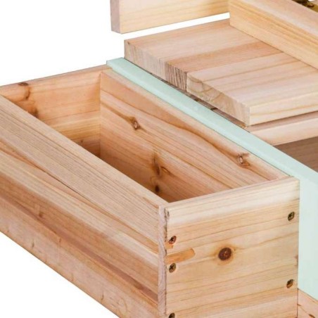 Puidust kaanega liivakast 360° pöörlev varikatus lukustatav pink 120x120cm