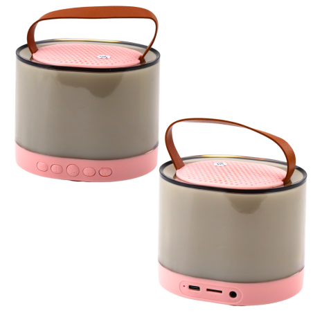 Karaoke kõlar K52 juhtmevaba mikrofoniga, roosa, Bluetooth ja RGB